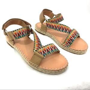 Frye Sandals Kole Asymmetrical Rainbow Espadrille Size 8.5